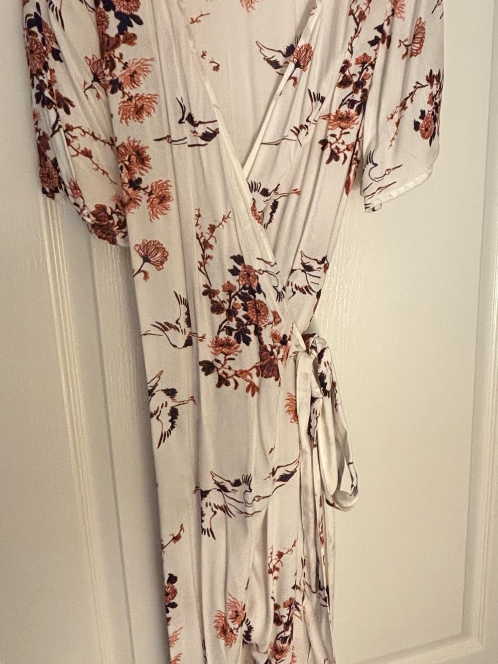 Roxy Cream Wrap Maxi Dress with Rust Floral Print